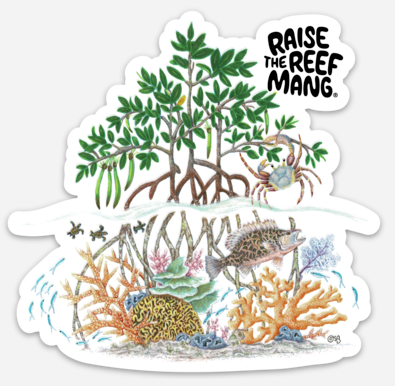 MANG Raise The Reef MANG - Sticker - 4" x 3.8"-Arctic Blue